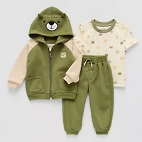 Little Stitch Hooded Bear Baby Boys 3-pc. Pant Set