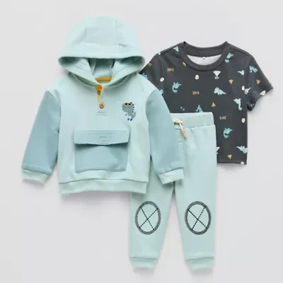 Little Stitch Dinosaur Baby Boys 3-pc. Pant Set