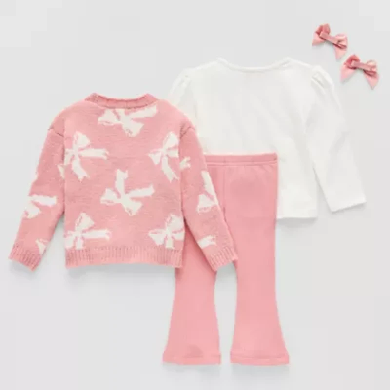 Btween Bow Cardigan Baby Girls 3-pc. Legging Set