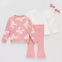 Btween Bow Cardigan Baby Girls 3-pc. Legging Set