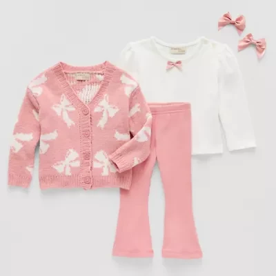 Btween Bow Cardigan Baby Girls 3-pc. Legging Set