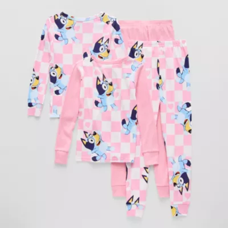 Little & Big Kid Girls Bluey Crew Neck Long Sleeve 4-pc. Pajama Sets