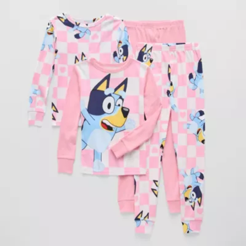 Little & Big Kid Girls Bluey Crew Neck Long Sleeve 4-pc. Pajama Sets