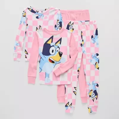 Little & Big Kid Girls Bluey Crew Neck Long Sleeve 4-pc. Pajama Sets