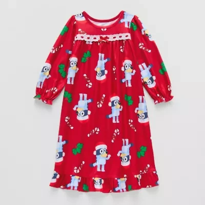 Toddler Girls Bluey Crew Neck Long Sleeve Nightgown