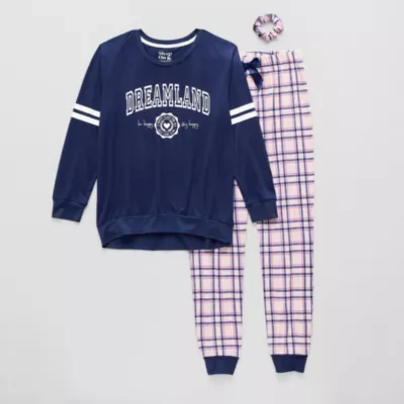 Sleep On It Little & Big Kid Girls Crew Neck Long Sleeve 3-pc. Pajama Sets