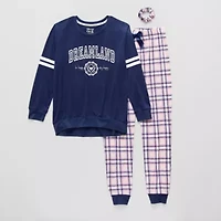 Sleep On It Little & Big Kid Girls Crew Neck Long Sleeve 3-pc. Pajama Sets