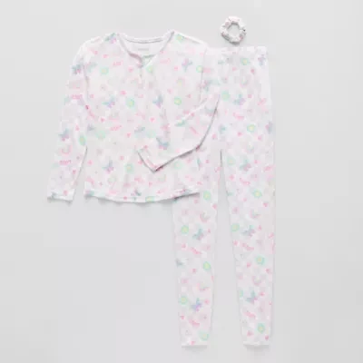 Sleep On It Little & Big Kid Girls Crew Neck Long Sleeve 3-pc. Pajama Sets