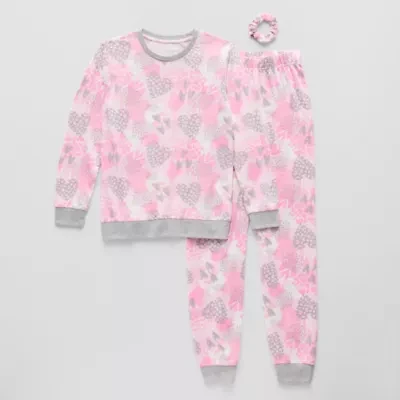Sleep On It Little & Big Kid Girls Crew Neck Long Sleeve 3-pc. Pajama Sets