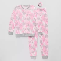 Sleep On It Little & Big Kid Girls Crew Neck Long Sleeve 3-pc. Pajama Sets