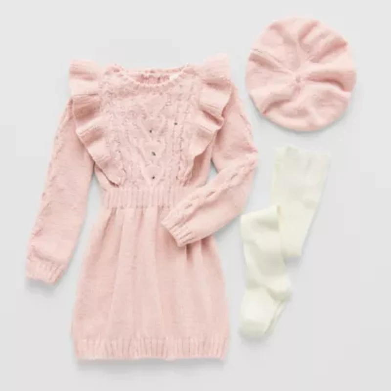 Little Lass Toddler Girls Long Sleeve Sweater Dress