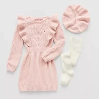 Little Lass Toddler Girls Long Sleeve Sweater Dress