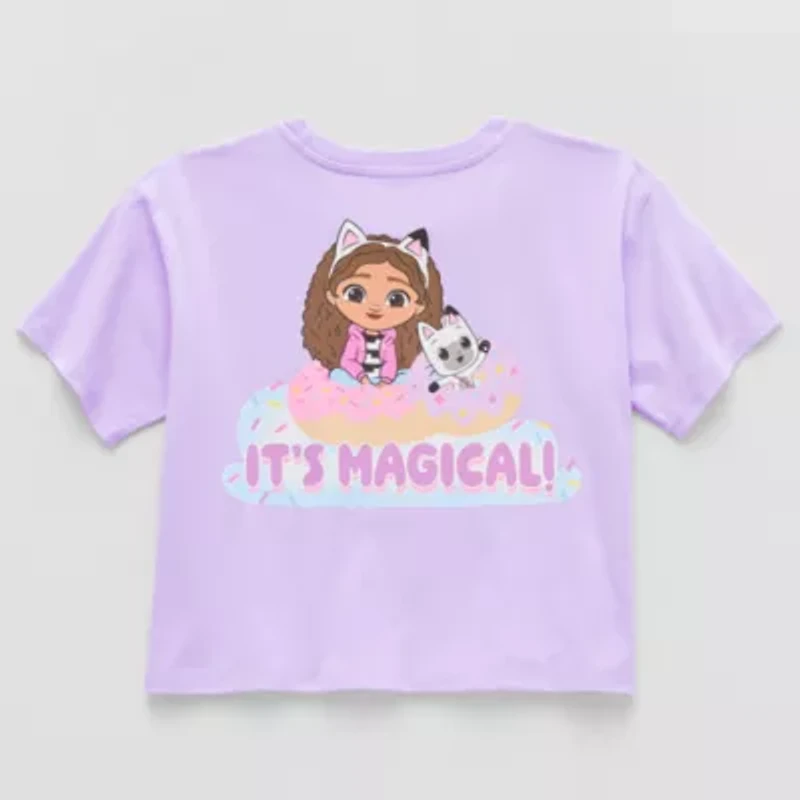 Little & Big Kid Girls Crew Neck Short Sleeve Regular Fit Gabby's Dollhouse Graphic T-Shirt
