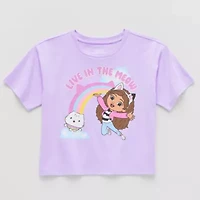 Little & Big Kid Girls Crew Neck Short Sleeve Regular Fit Gabby's Dollhouse Graphic T-Shirt
