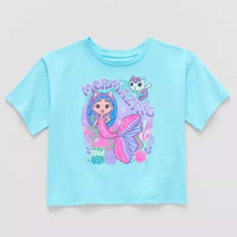 Little & Big Kid Girls Crew Neck Short Sleeve Regular Fit Gabby's Dollhouse Graphic T-Shirt