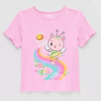 Little & Big Kid Girls Crew Neck Short Sleeve Regular Fit Gabby's Dollhouse Graphic T-Shirt