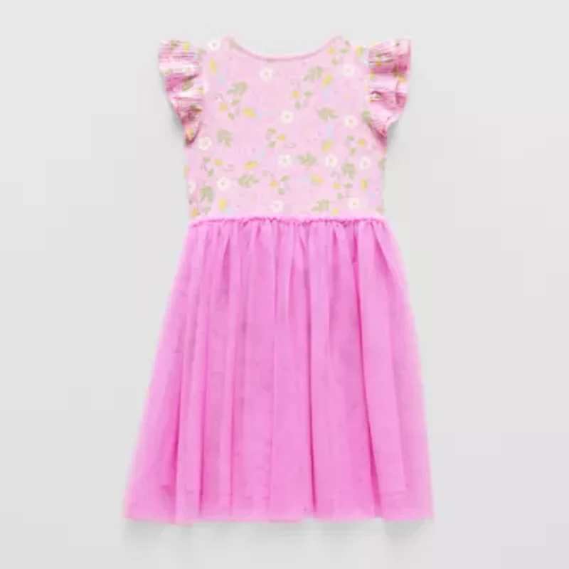 Little & Big Kid Girls Short Sleeve Flutter Gabby's Dollhouse Tutu Dress