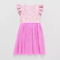Little & Big Kid Girls Short Sleeve Flutter Gabby's Dollhouse Tutu Dress