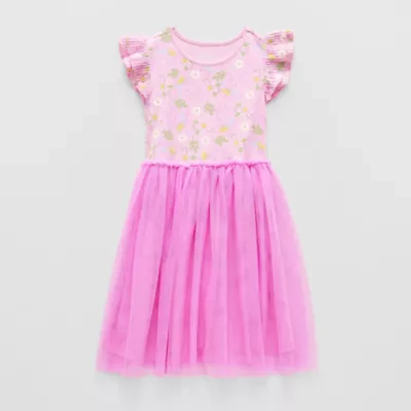 Little & Big Kid Girls Short Sleeve Flutter Gabby's Dollhouse Tutu Dress