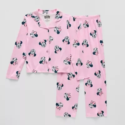 Disney Collection Little & Big Kid Girls Minnie Mouse Short Sleeve 2-pc. Pajama Sets