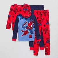 Disney Collection Little & Big Kid Boys Spiderman Crew Neck Long Sleeve 4-pc. Pajama Sets