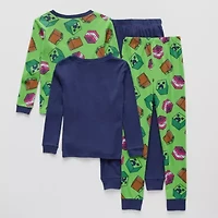 Big Kid Boys Minecraft Crew Neck Long Sleeve 4-pc. Pajama Sets