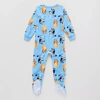 Toddler Boys Bluey Microfleece Hooded Long Sleeve Footed Pajamas