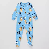 Toddler Boys Bluey Microfleece Hooded Long Sleeve Footed Pajamas