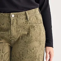 a.n.a Womens Plus High Rise Animal Print Wide Leg Jean