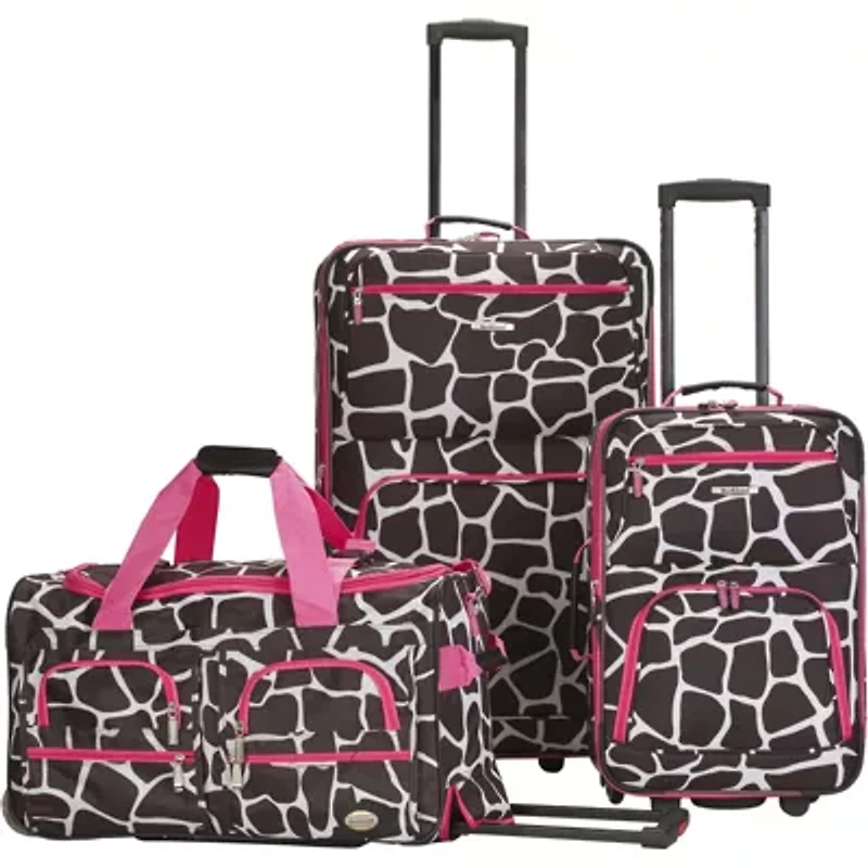 Rockland Spectra Pink Animal Print 3-pc. Softside Luggage Set