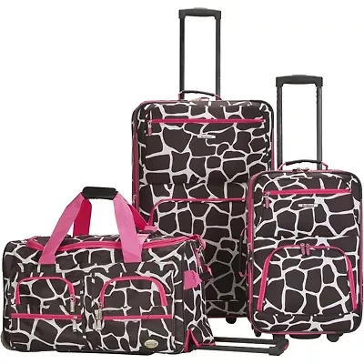 Rockland Spectra Pink Animal Print 3-pc. Softside Luggage Set