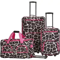 Rockland Spectra Pink Animal Print 3-pc. Softside Luggage Set