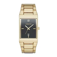 Claiborne® Mens Rectangular Gold-Tone Strap Watch