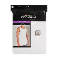 Fruit of the Loom Premium Cotton Mens Round Neck Sleeveless 4 Pack Tank
