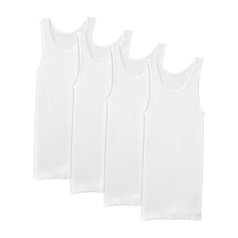 Fruit of the Loom Premium Cotton Mens Round Neck Sleeveless 4 Pack Tank