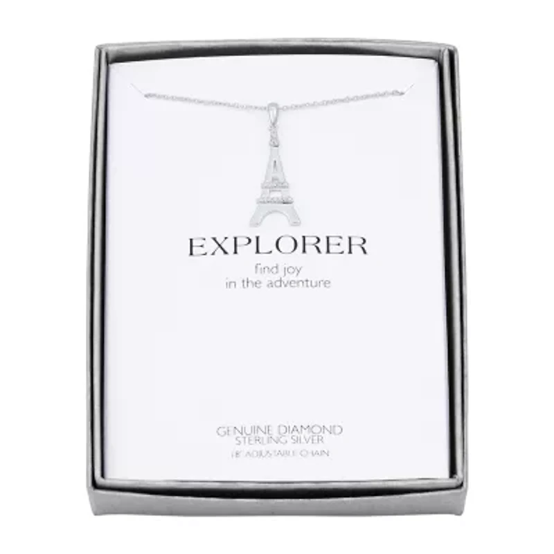 Diamond Accent "Explorer" Womens Diamond Accent Natural White Diamond Sterling Silver 18 Inch Pendant Necklace