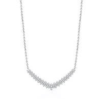 Womens White Diamond 10K White Gold 16 Inch Chevron Necklace