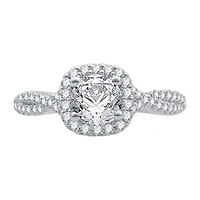 (H-I / Si1-Si2) Womens 1 5/8 CT. T.W. Lab Grown White Diamond 14K Gold Side Stone Halo Engagement Ring