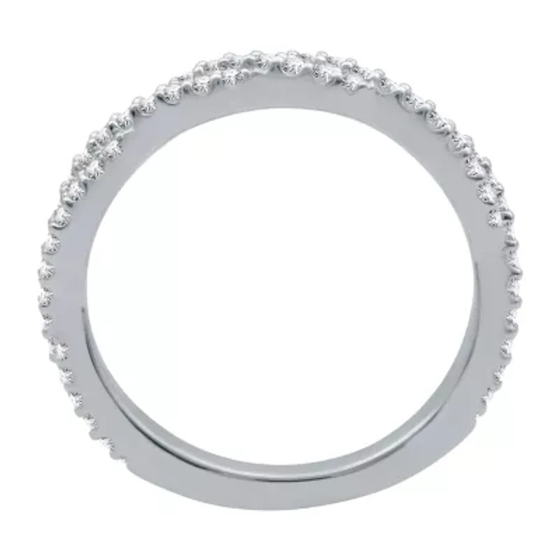 (H-I / Si1-Si2) Womens 1 5/8 CT. T.W. Lab Grown White Diamond 14K Gold Side Stone Halo Engagement Ring