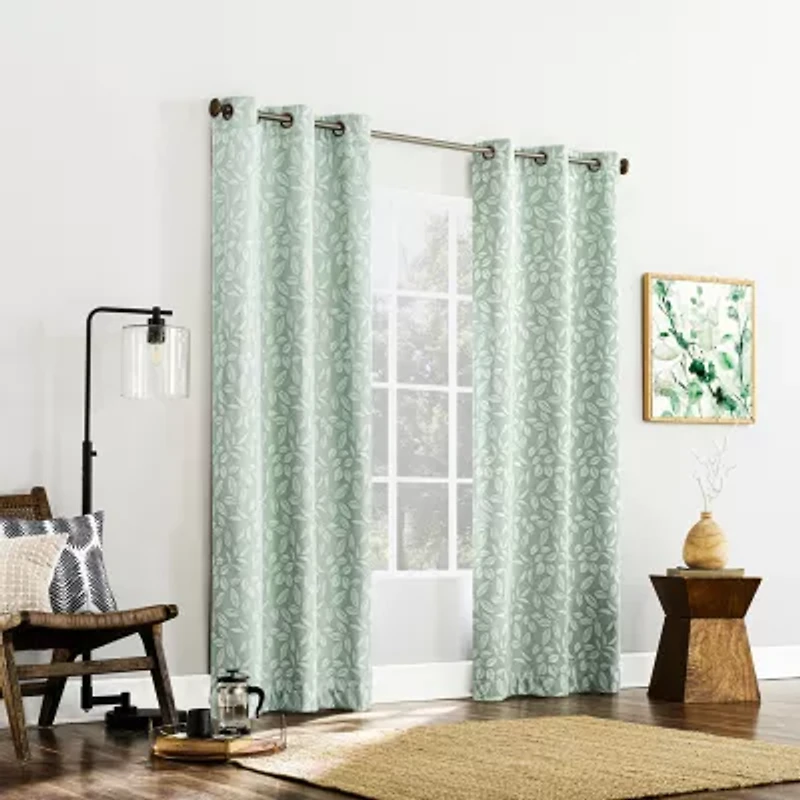 Sun Zero Satti Grommet Top 100% Blackout Single Curtain Panel