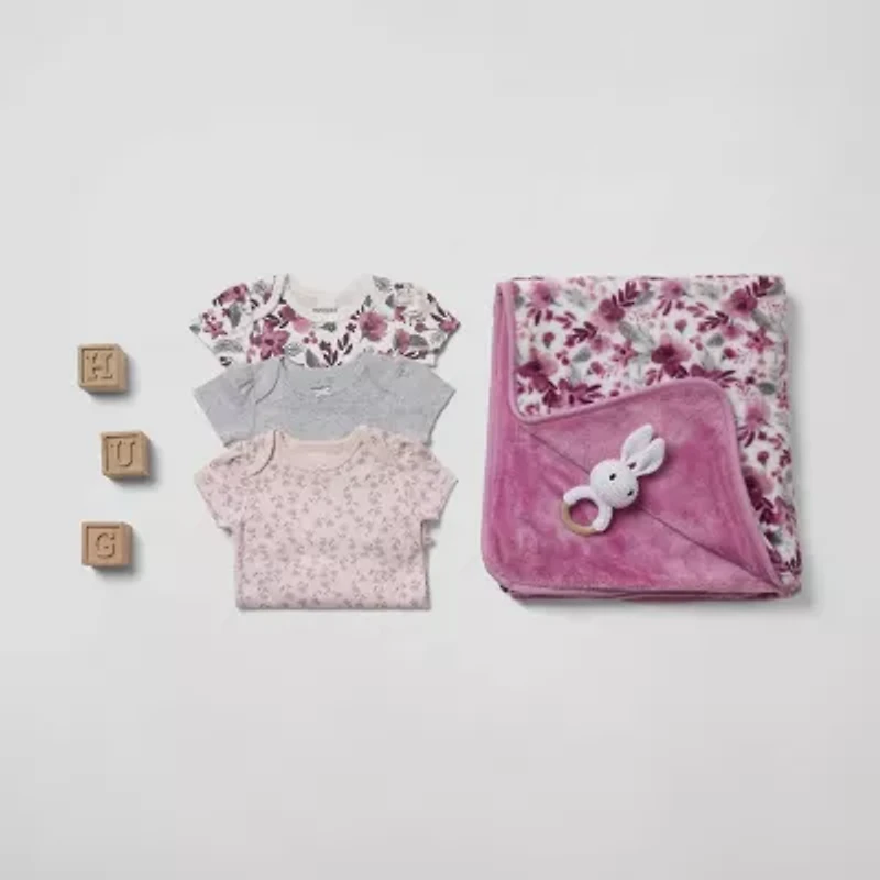 Huggies Baby Girls Crew Neck Short Sleeve 3-pc. Bodysuit