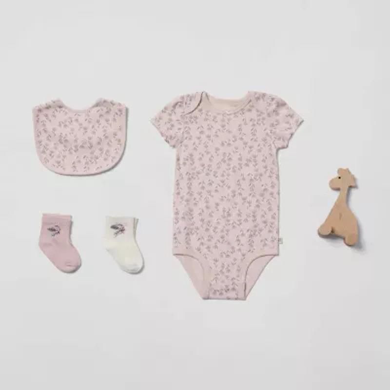 Huggies Baby Girls Crew Neck Short Sleeve 3-pc. Bodysuit