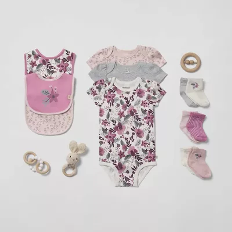 Huggies Baby Girls Crew Neck Short Sleeve 3-pc. Bodysuit