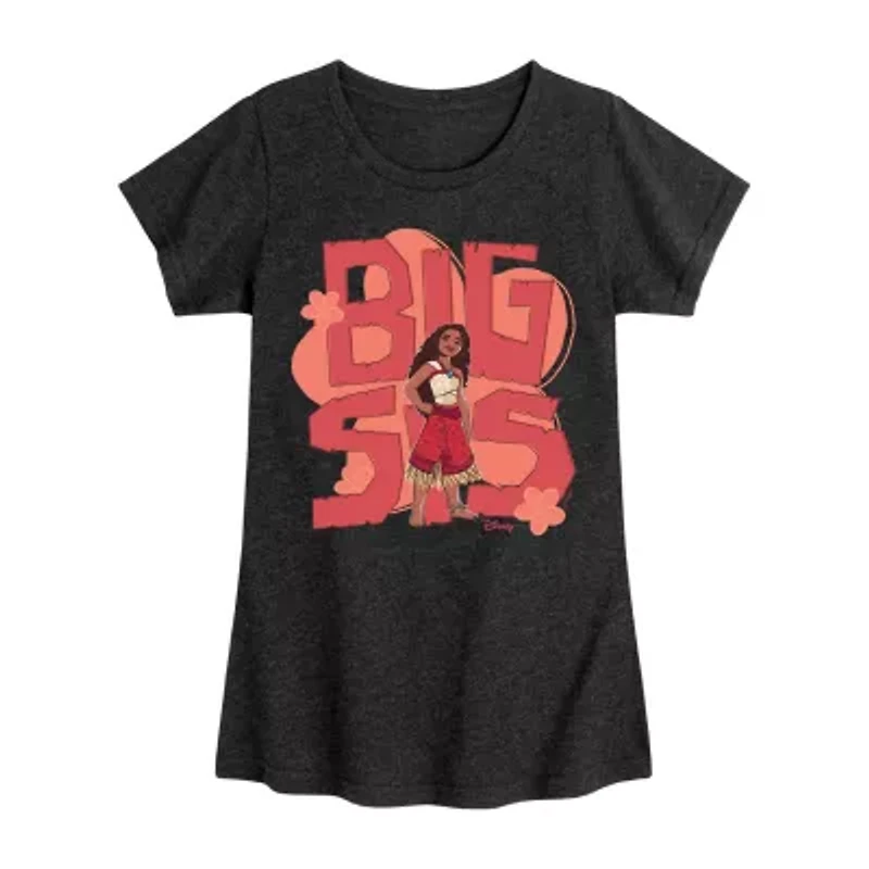 Disney Collection Little & Big Kid Girls Crew Neck Short Sleeve Moana Graphic T-Shirt