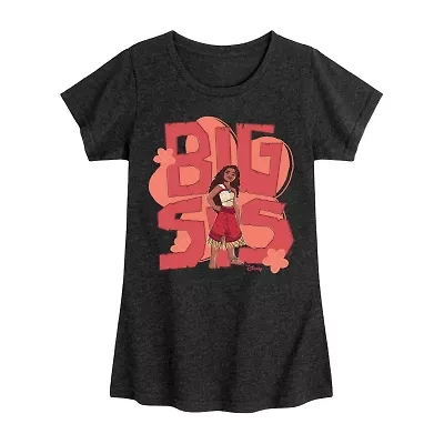 Disney Collection Little & Big Kid Girls Crew Neck Short Sleeve Moana Graphic T-Shirt
