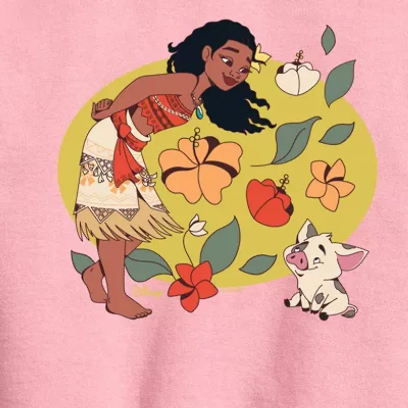 Disney Collection Maui Little & Big Kid Girls Crew Neck Long Sleeve Moana Sweatshirt