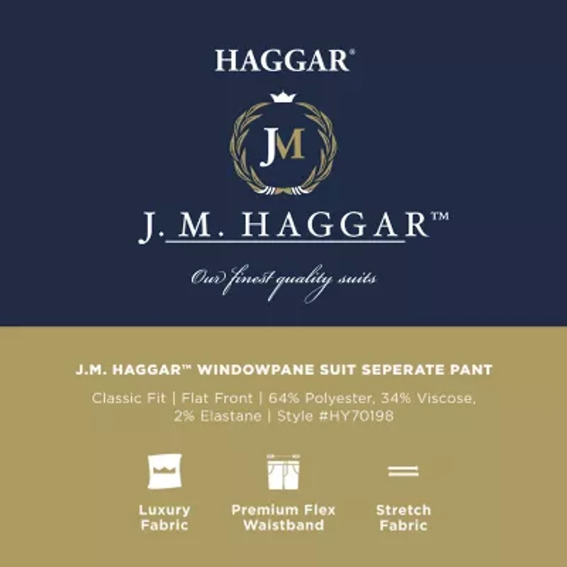 Haggar JMH Tailored Windowpane Mens Modern Fit Flat Front Suit Pant