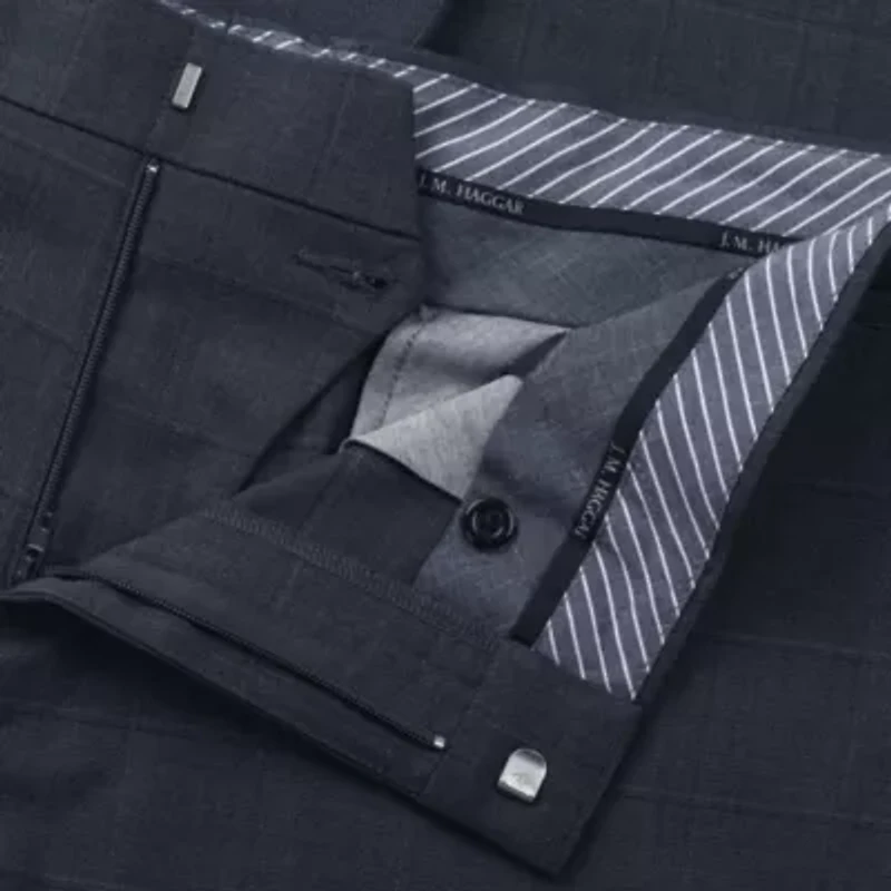 Haggar JMH Tailored Windowpane Mens Modern Fit Flat Front Suit Pant