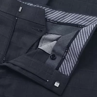 Haggar JMH Tailored Windowpane Mens Modern Fit Flat Front Suit Pant