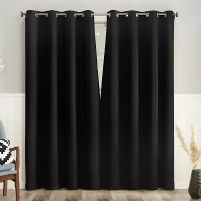No 918 Brandon Magnetic Closure Grommet Top Light-Filtering Set of 2 Curtain Panel